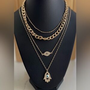 Elegant Gold Layered Necklace Set